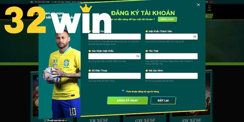 3 bước đăng ký tài khoản thành công tại 32win